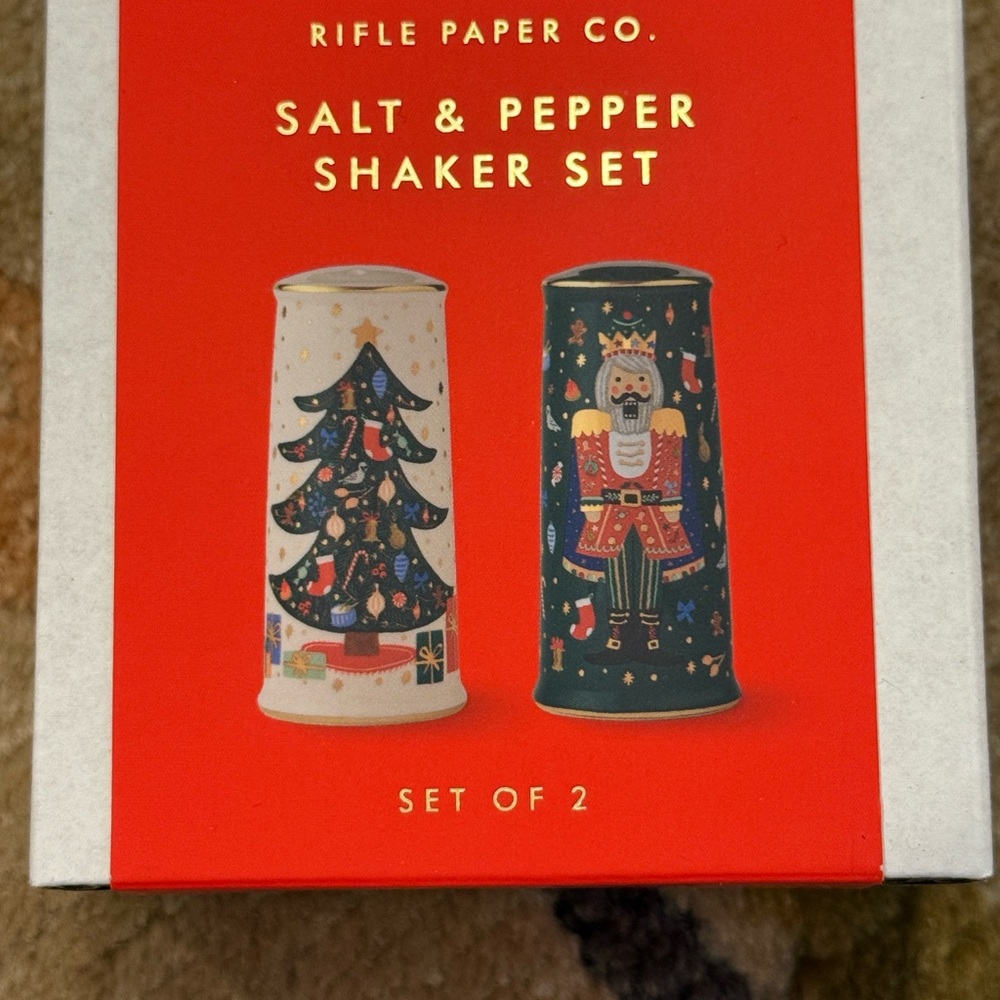 🎄NIB🎄Rifle Paper Co.🎄Nutcracker and Christmas Tree Salt & Pepper Shakers - Picture 6 of 9